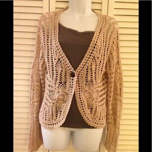 Carolyn Little Beige Crocheted Shrug